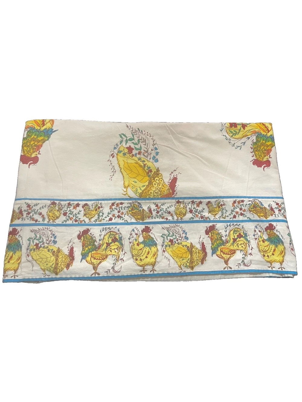 April Cornell Rooster Tablecloth 55x95 Farmhouse Floral Rectangular Cotton
